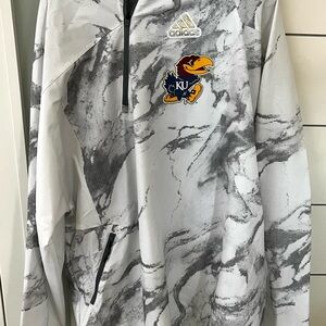 Men’s adidas KU Jayhawks Quarter-Zip Hooded Pullover Windbreaker